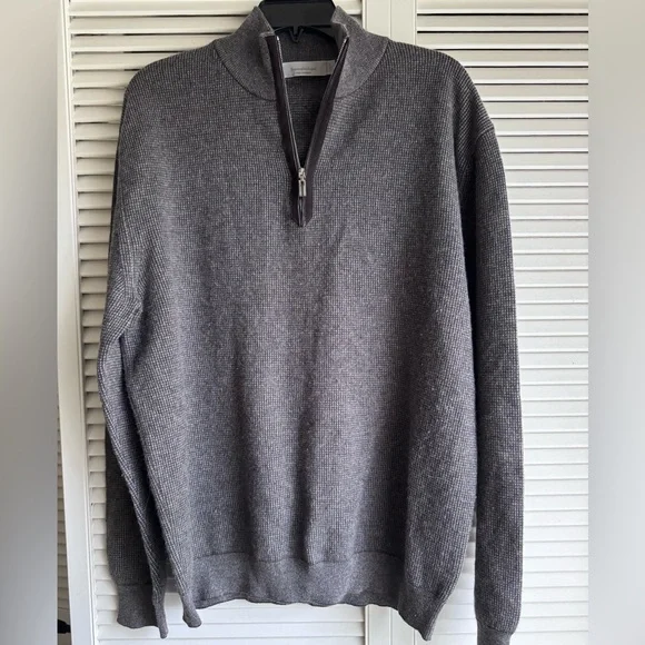 Ermenegildo Zegna Charcoal Zip-Up Sweater - Picture 1 of 6